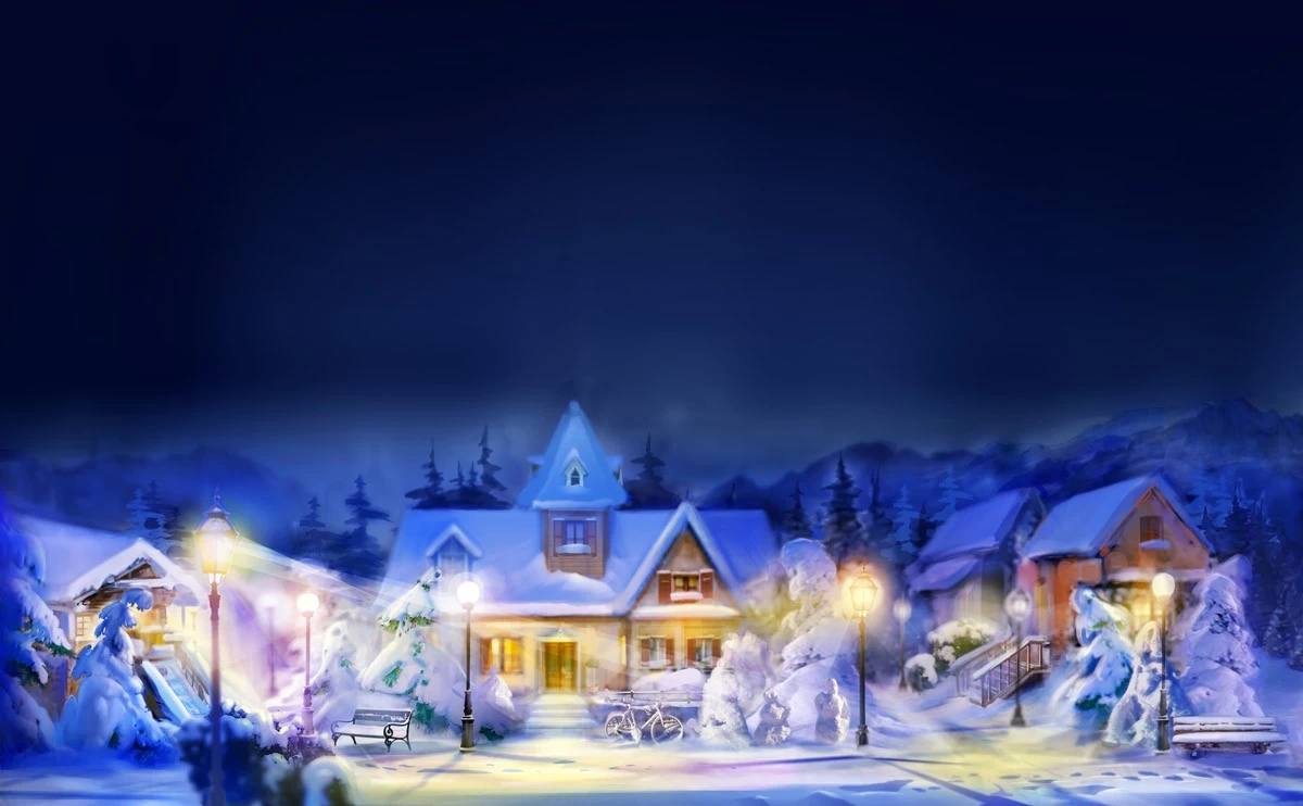 картинка Фотообои небольшой городок в рождественскую ночьот интернет-магазина Фотомили