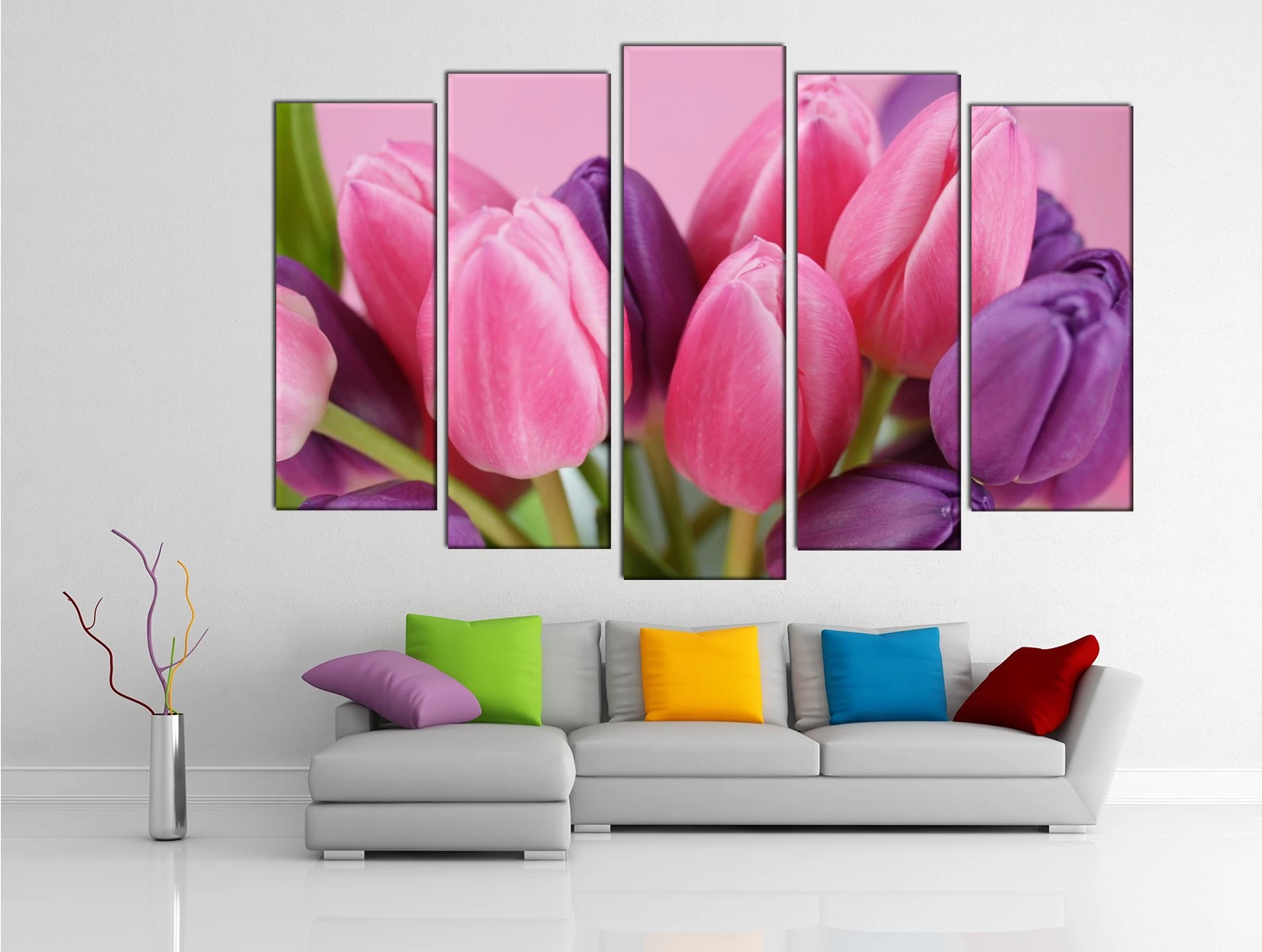 Картина на холсте на заказ Разноцветные дивные тюльпаны