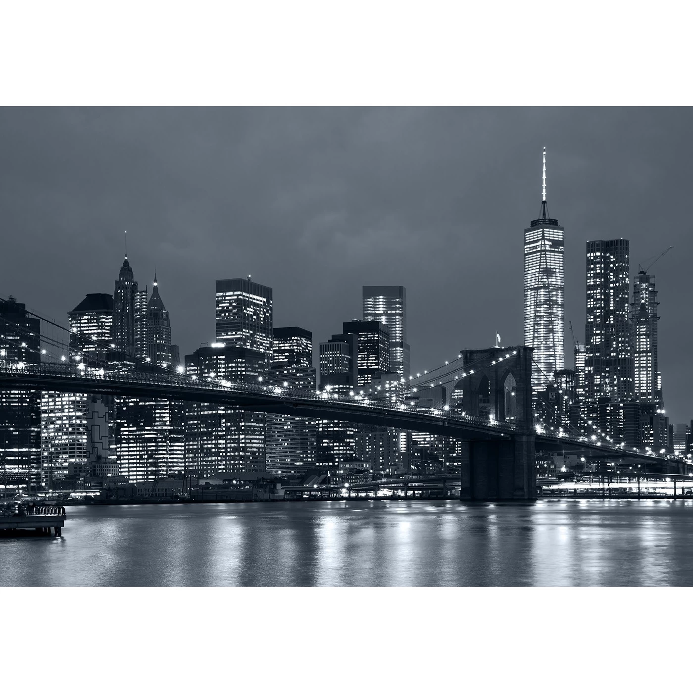 Купить Фотообои город Нью Йорк с видом на Бруклинский мост черно белый на  стену. Фото с ценой. Каталог интернет-магазина Фотомили
