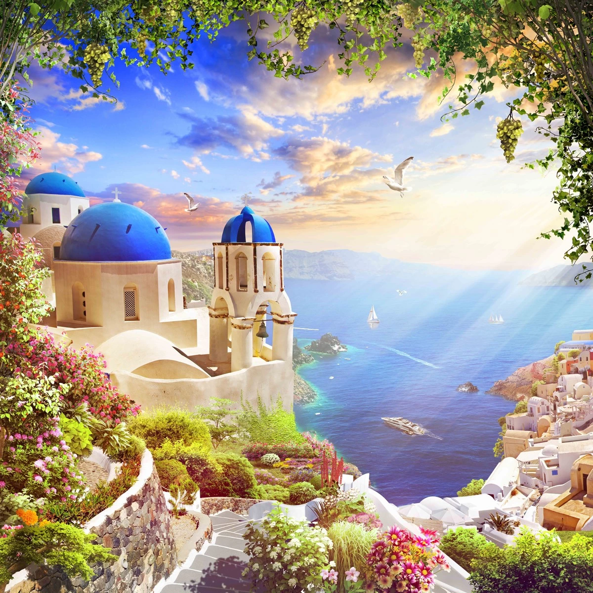 картинка Фотообои фреска храм святого Георгия Санторини в Грецииот интернет-магазина Фотомили