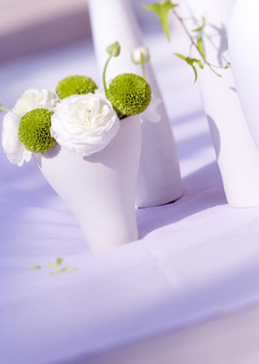 картинка Фотообои цветочная композиция зеленая краспедия с белыми пионамиот интернет-магазина Фотомили