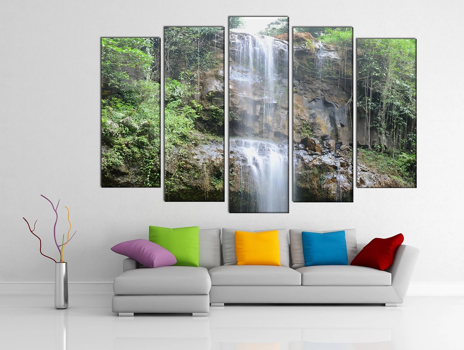 Картина на холсте на заказ Приглядный скалистый водопад 