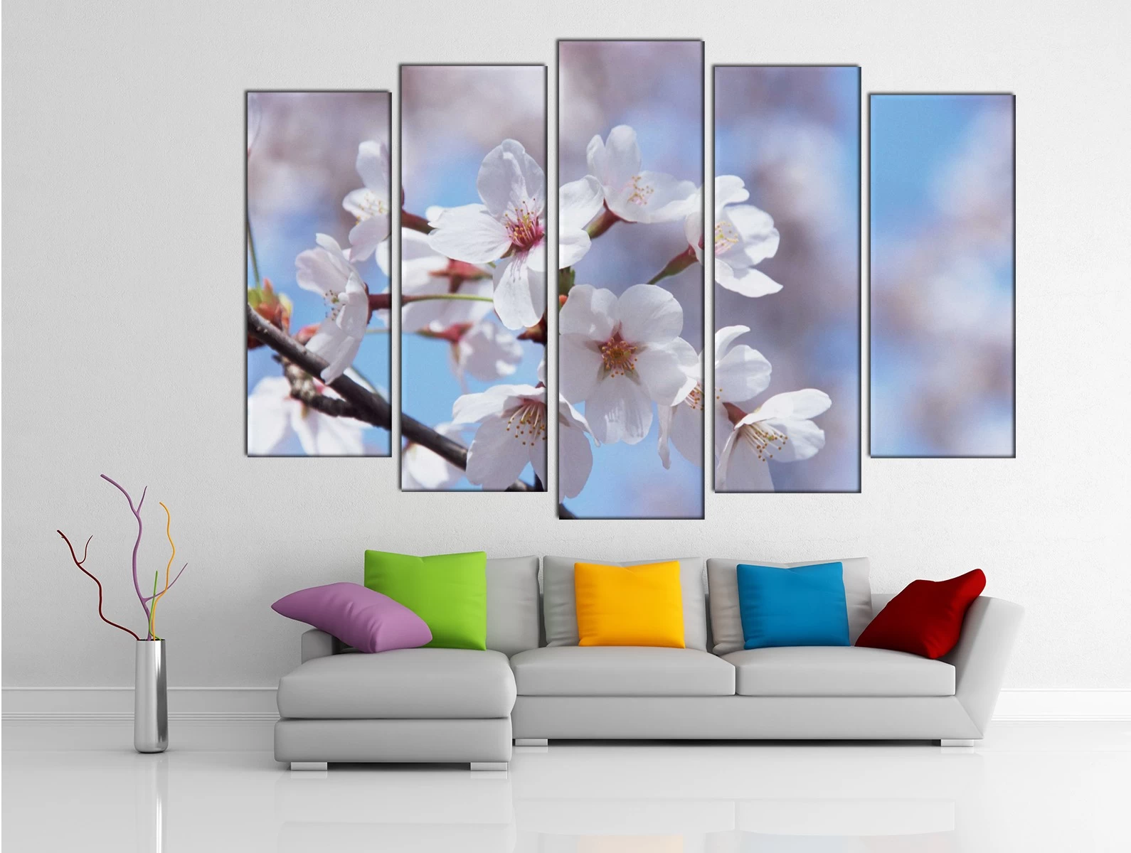 Картина на холсте на заказ Белые цветки японской вишни