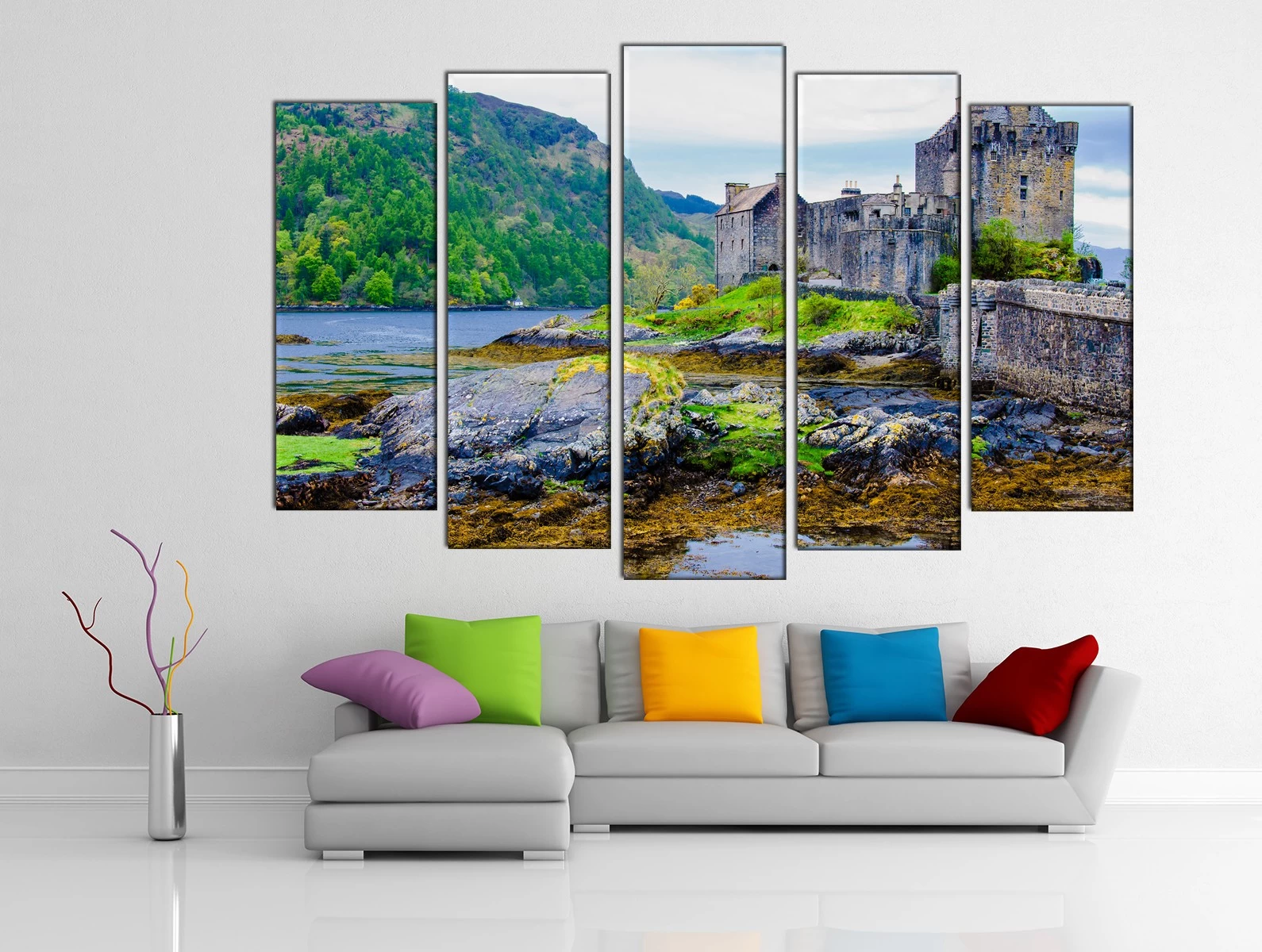 Картина на холсте на заказ Замок Эйлен Донан на приливном острове Донан в Шотландии 