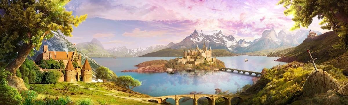 картинка Фотообои фреска дворец в горах с мостамиот интернет-магазина Фотомили