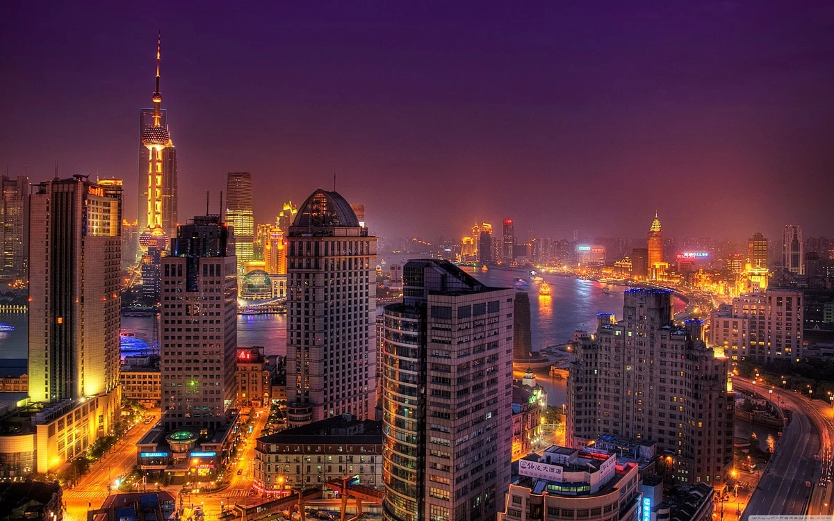 картинка Фотообои вид на ночной город Шанхайот интернет-магазина Фотомили