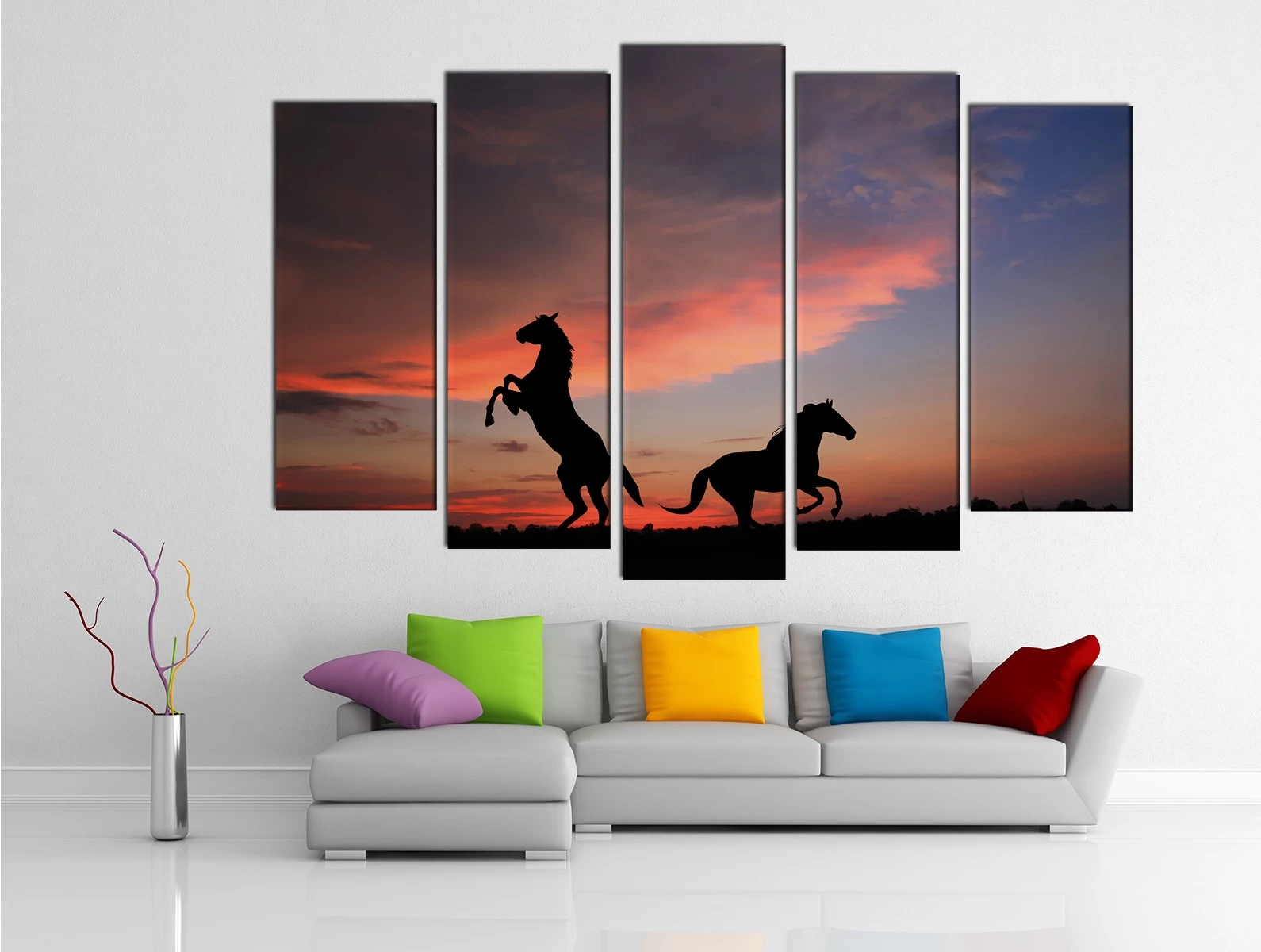 Картина на холсте на заказ Пара коней на закате